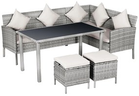 Outsunny Set Mobilier de Terasă 5 Piese, 2 Canapele, Masă de Cafea, 2 Scaune, Ratan Sintetic Gri, Design Modern | Aosom Romania