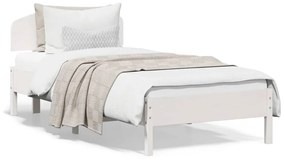 3207218 vidaXL Cadru de pat cu tăblie, alb, 100x200 cm, lemn masiv pin