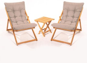 Set mobilier gradina Relax haaus V1, 3 piese, Maro/Natural, 100% lemn de fag