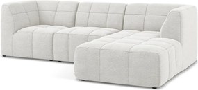 Colțar alb cu tapițerie din țesătură bouclé (cu colț pe partea dreaptă/cu șezlong) Aloha – Makamii