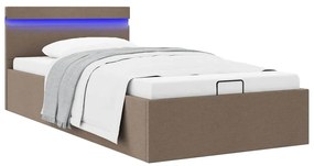 vidaXL Cadru pat hidraulic cu ladă, LED, gri taupe, 100x200 cm, textil