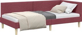 vidaXL Cadru de pat colțar Roșu Vin 90 cm x 190 cm Țesătură și placaj