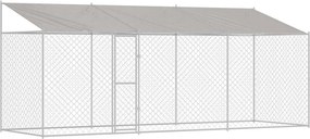 vidaXL Cușcă pentru câini cu acoperiș Argintiu 600 x 200 x 256 cm