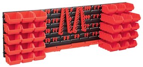 vidaXL Set cutii depozitare 80 piese cu panouri de perete, roșu&amp;negru