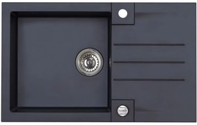 ALVEUS SETA23201 - Chiuvetă de bucătărie ROCK cu baterie pentru chiuvetă MINTAS, 34 cm, granit, negru