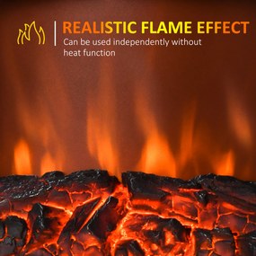 HOMCOM Șemineu Electric Portabil 1000W/2000W din ABS și Sticlă Negru | Aosom Romania