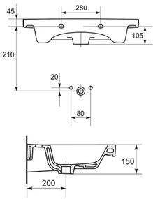 Lavoar baie suspendat alb lucios 70 cm Cersanit Easy 705x455 mm