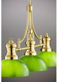 Lustră cu tijă PLATINO Jupiter 2074, 3xE27/15W/230V, verde/auriu