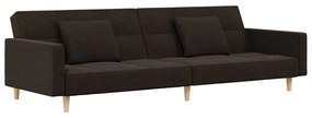337432 vidaXL Canapea extensibilă cu 2 locuri, 2 perne, maro închis, textil