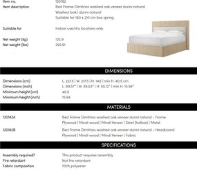 Pat dublu design LUX Dimitrios 180x210cm, stejar albit