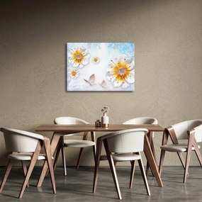 Tablou - Copoziția flori și fluturi (70x50 cm)