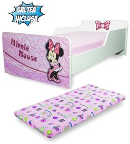 Patut Fetita Start Minnie 2-8 ani, cu saltea 140x70x6 cm cu lana PC-P-MOK-MIN-70