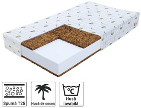 Saltea pentru copii din spumă Rudy 10 cu cocos 80x190