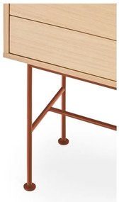 Consolă cu aspect de lemn de stejar Teulat Yoko, roșu cărămiziu