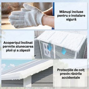 Outsunny Șopron de Grădină din PP cu Podea, Ușă cu Încuietoare și Acoperiș Înclinat, 131x186x198 cm, Gri | Aosom Romania