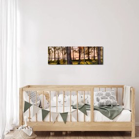 Tablou cu pomi lângă lac (cu ceas) (90x30 cm)