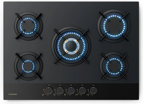 Klarstein Goldflame Nano plită pe gaz, 5 arzătoare din alamă, Strat Nano, GPL/gaz natural