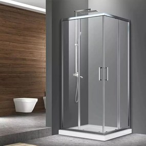 Cabina de dus patrata Fluminia Hector N cu usi culisante 80x80 cm crom