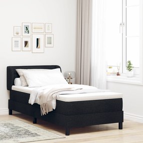 Pat Box Spring vidaXL cu saltea Negru 90x200 cm Fabric
