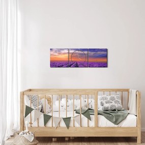 Tablou câmpului cu lavandă (cu ceas) (90x30 cm)