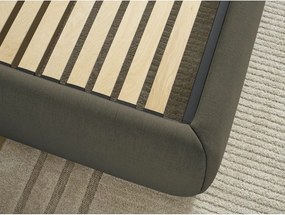 Pat matrimonial verde închis tapițat cu spațiu de depozitare/fără tăblie cu somieră 180x200 cm Inera – Bobochic Paris