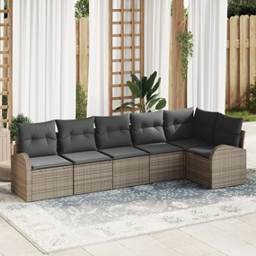 vidaXL Set de canapele pentru grădină cu pernă 6 pcs Gri Rattan poli