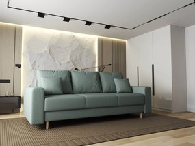 Canapea extensibilă dumonde cu ladă de depozitare si sezut confortabil din spuma high-density, Kronos Enjoy Mint 210x100 cm