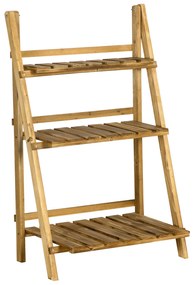 Outsunny Etajeră pentru plante în lemn formă piramidală, eșafodaj pliabil cu 3 rafturi 60 x 37 x 93 cm maro | Aosom Romania