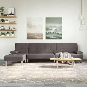 3157267 vidaXL Canapea extensibilă în formă de L gri 255x140x70 cm piele eco