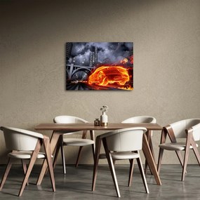 Tablou cu mașina în flăcărată (70x50 cm)