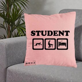 Perna Decorativa Student Life, 40x40 cm, Roz, Husa Detasabila, Perna Inclusa, BEKZ®
