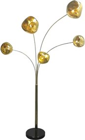 Lampa de podea moderna cu 5 globuri sticla aurie LIQUID DIAMOND
