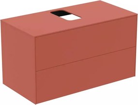 Dulap baza suspendat Ideal Standard Atelier Conca rosu - oranj mat 2 sertare si blat cu decupaj central 100 cm