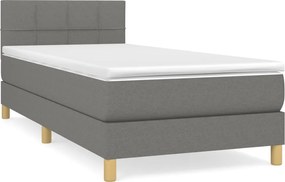 vidaXL Pat box spring cu saltea, gri închis, 90x190 cm, textil