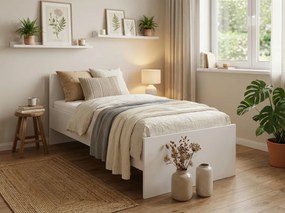 Pat ELISA 90 x 200 cm, alba Saltele: Cu saltele Coco Maxi 20 cm, Somiera pat: Cu lamele drepte
