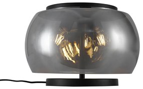 Lampă de masă de design neagră cu sticlă fumurie cu 3 lumini - Bino