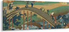 Tablou - Katsushika Hokusai, Ariwara no Narihirafrom the series One Hundred, Poems Explained by the Nurse (Hyakunin isshu uba ga etoki), reproducere (120x50 cm)