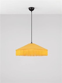 Lustra cu abajur din catifea si franjuri galben mustar VELVY
