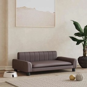 vidaXL Pat de câini, maro, 90x53x30 cm, piele ecologică