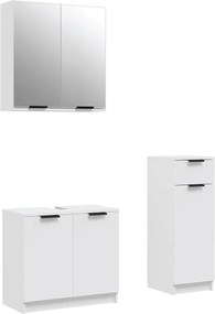 vidaXL Set dulapuri de baie, 3 piese, alb, lemn prelucrat