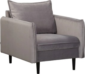 Fotoliu gri cu tapițerie din catifea Juli – Ropez