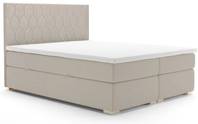Pat matrimonial Boxspring 160 cm Piranno (bej) (cu sp. depozitare). 1044284