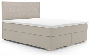 Pat matrimonial Boxspring 160 cm Piranno (bej) (cu sp. depozitare). 1044284