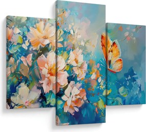 Tablou - Fluture și flori, pictură în ulei II. (90x60 cm)