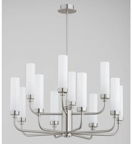 Candelabru 12 brate, otel nickel, sticla alb mat PRESTON 5087