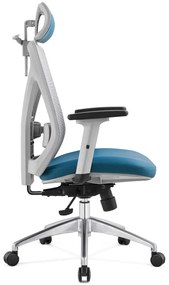 Scaun ergonomic Mike-H, sezut translatie, Mesh/Piele, Gri/Albastru