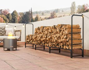 Outsunny Suport Lemne de 1m³ Reglabil cu Acoperire Impermeabilă 300x36x99 cm | Aosom Romania