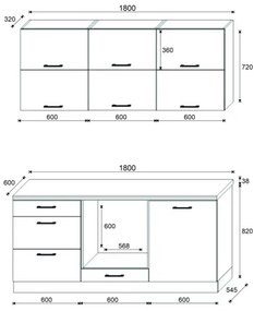 Set mobilier de bucătărie ELISE 180 cm, grafit