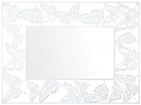 Oglinda decorativa alba cu rama din metal, 115x85x1 cm, Butterflies Mauro Ferretti