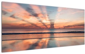 Tablou cu razele solare deasupra plajei Dayton (120x50 cm), în 40 de alte dimensiuni noi